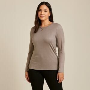 A312-A • Shimmer Taupe Long Sleeve Crew Neck Top